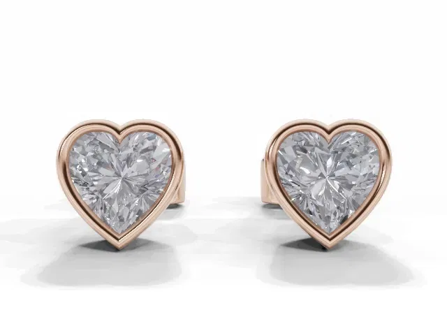 18CT ROSE GOLD HEART CUT DIAMOND STUD EARRINGS